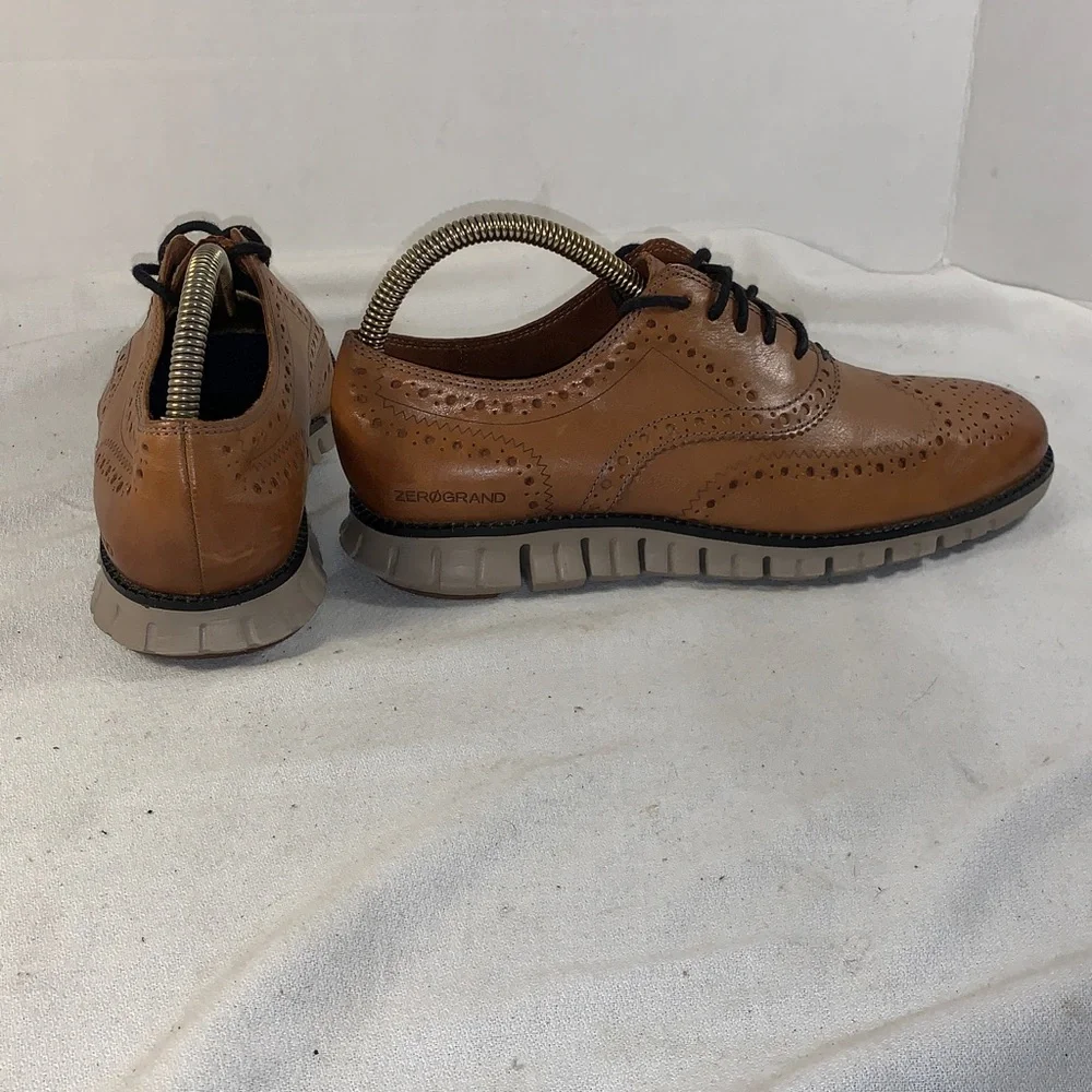 Cole Haan Men's ZeroGrand Tan Leather Wingtip Oxford Dress Shoes